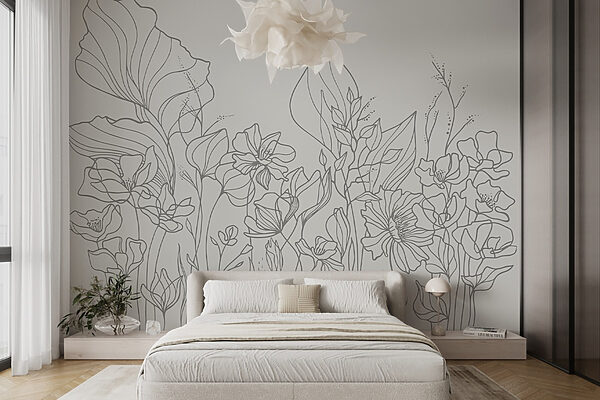 Dibujo lineal de flores Dibujo lineal de flores