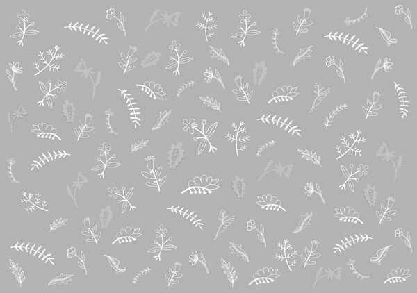 Fondo gris con flores y hojas blancas Fondo gris con flores y hojas blancas