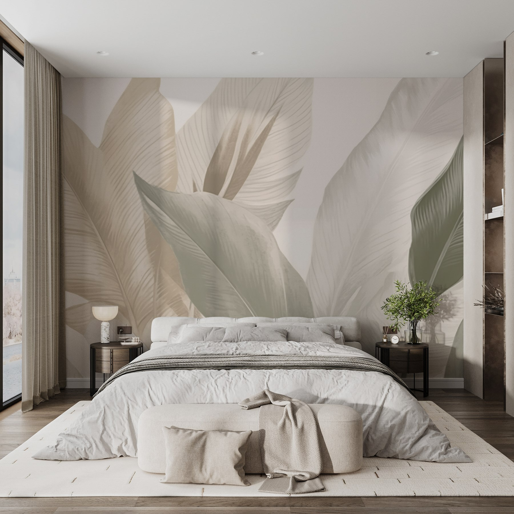 Soft greens and earthy hues blend Soft greens and earthy hues blend