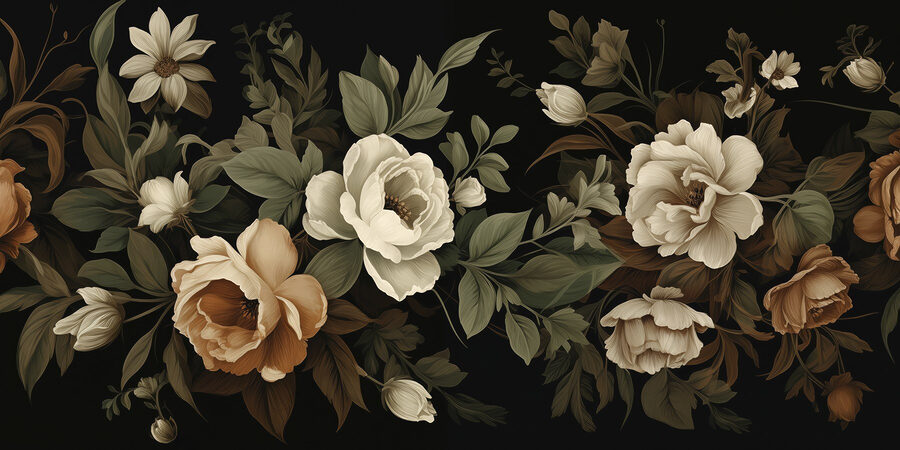 Delicadas flores sobre un fondo oscuro