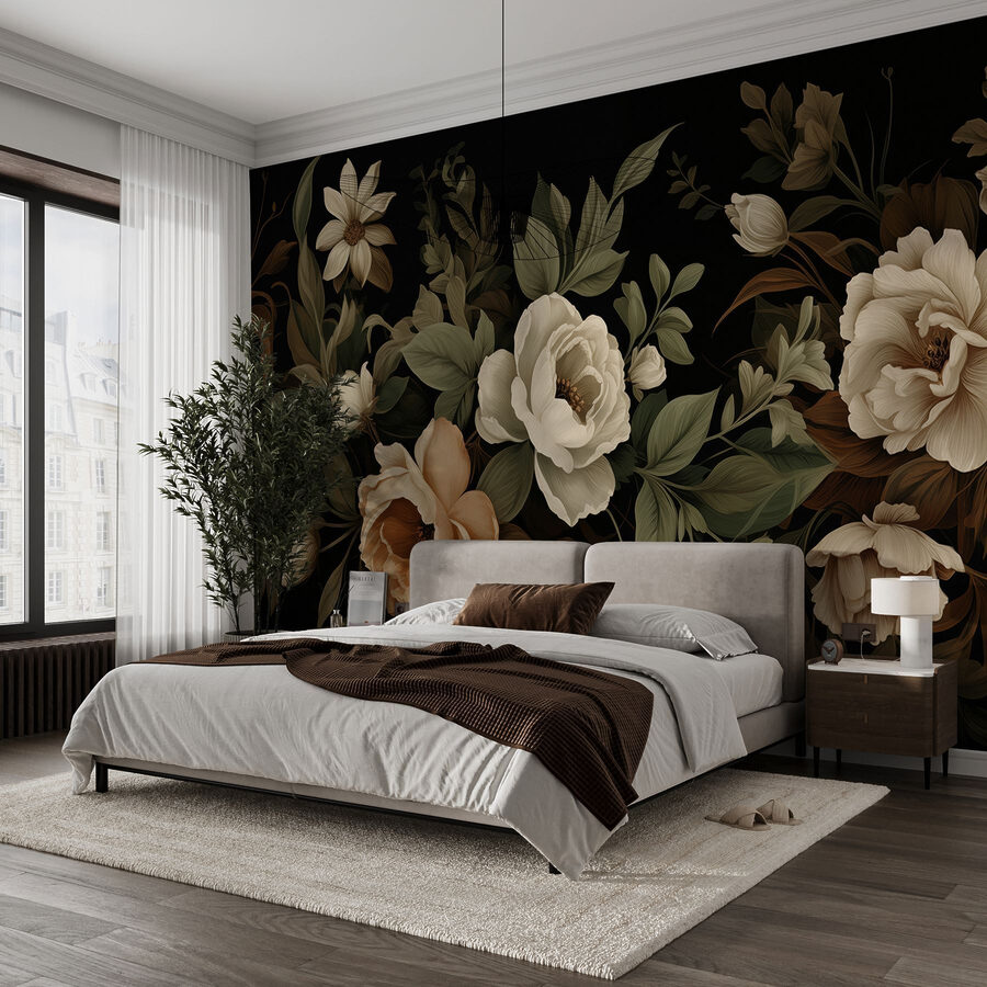 Delicadas flores sobre un fondo oscuro
