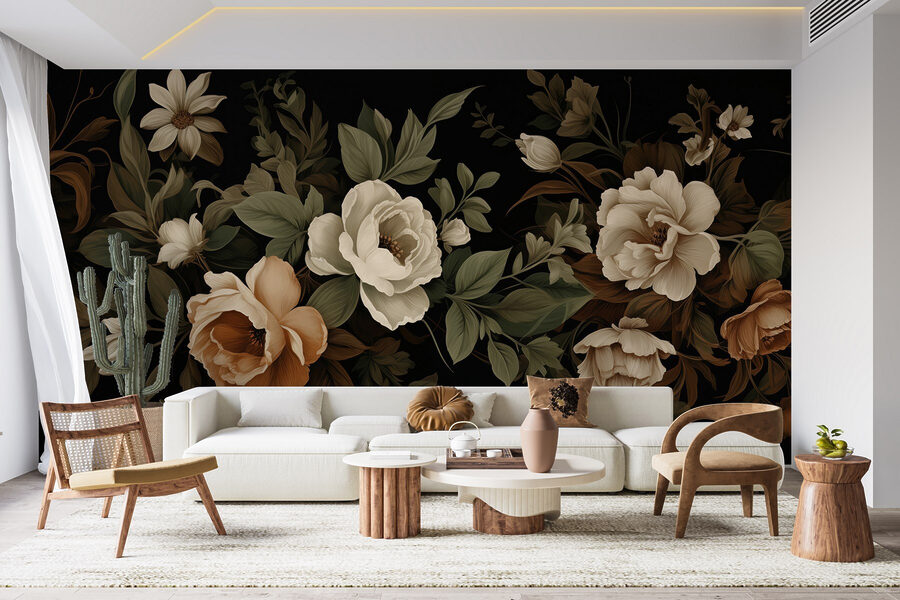 Delicadas flores sobre un fondo oscuro