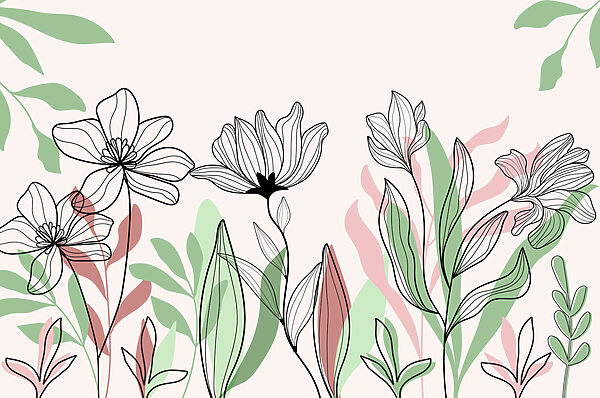 Línea de flores y hojas Línea de flores y hojas