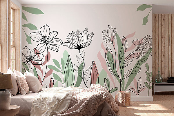 Línea de flores y hojas Línea de flores y hojas