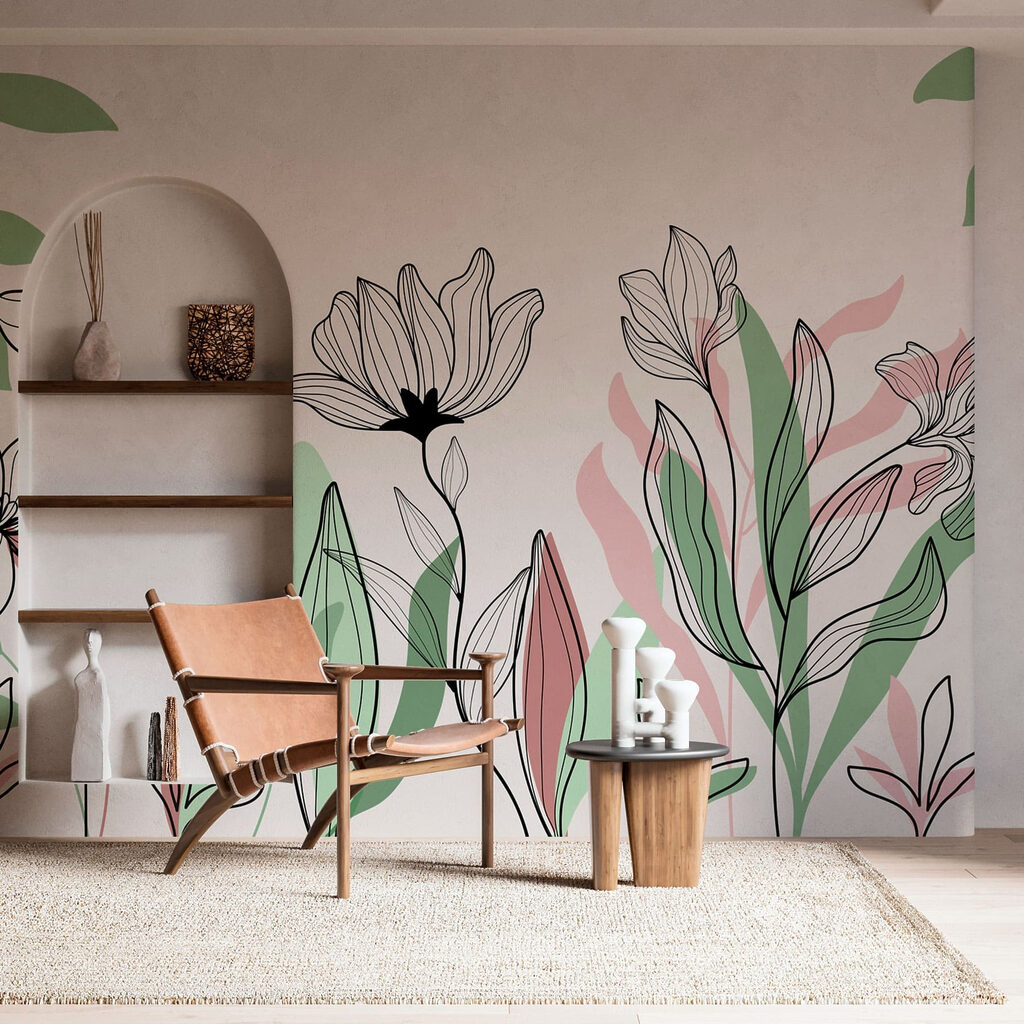 Line of flowers and leaves Line of flowers and leaves