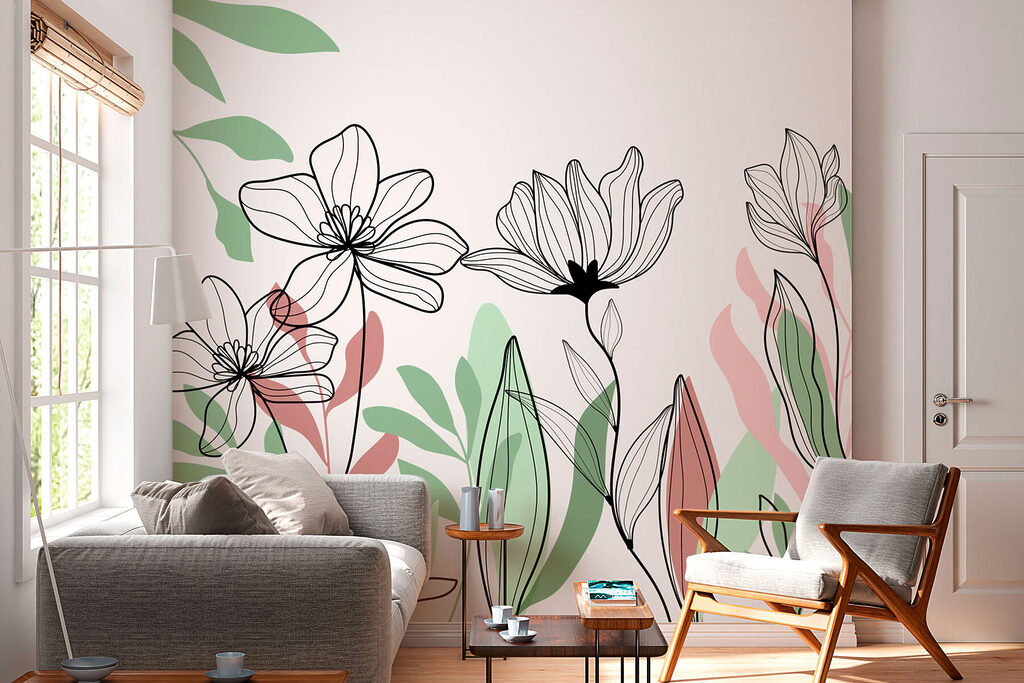 Line of flowers and leaves Line of flowers and leaves