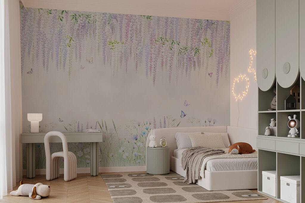 Painting of flowers and butterflies