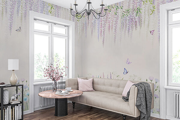 Pintura de flores y mariposas Pintura de flores y mariposas