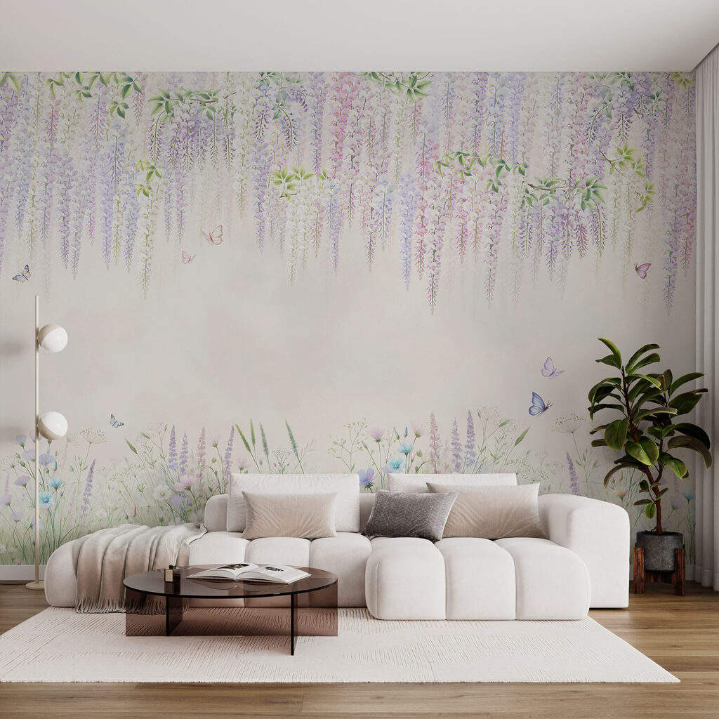 Painting of flowers and butterflies