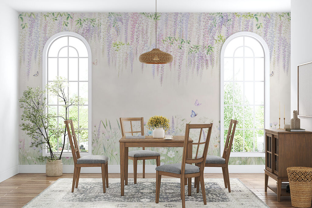 Painting of flowers and butterflies