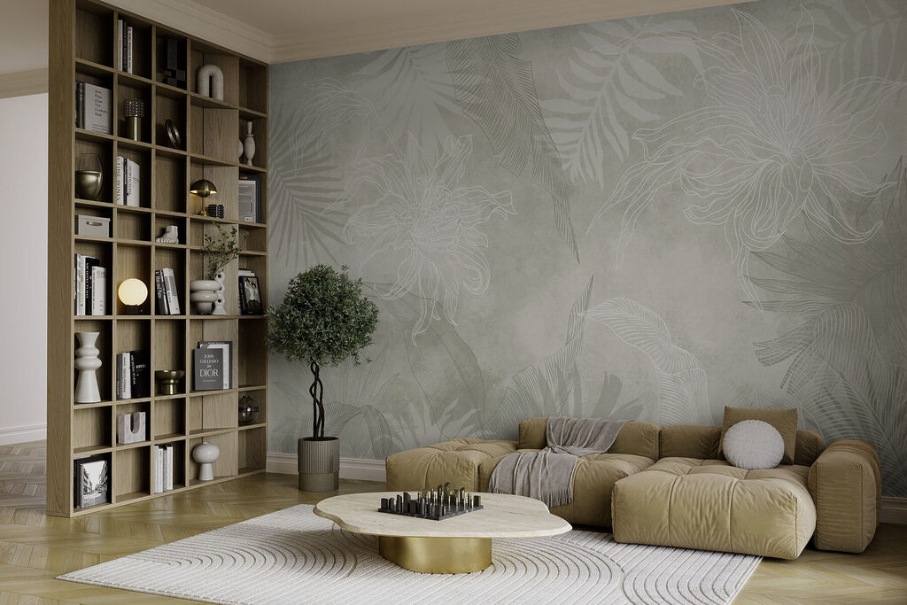 White and grey floral pattern