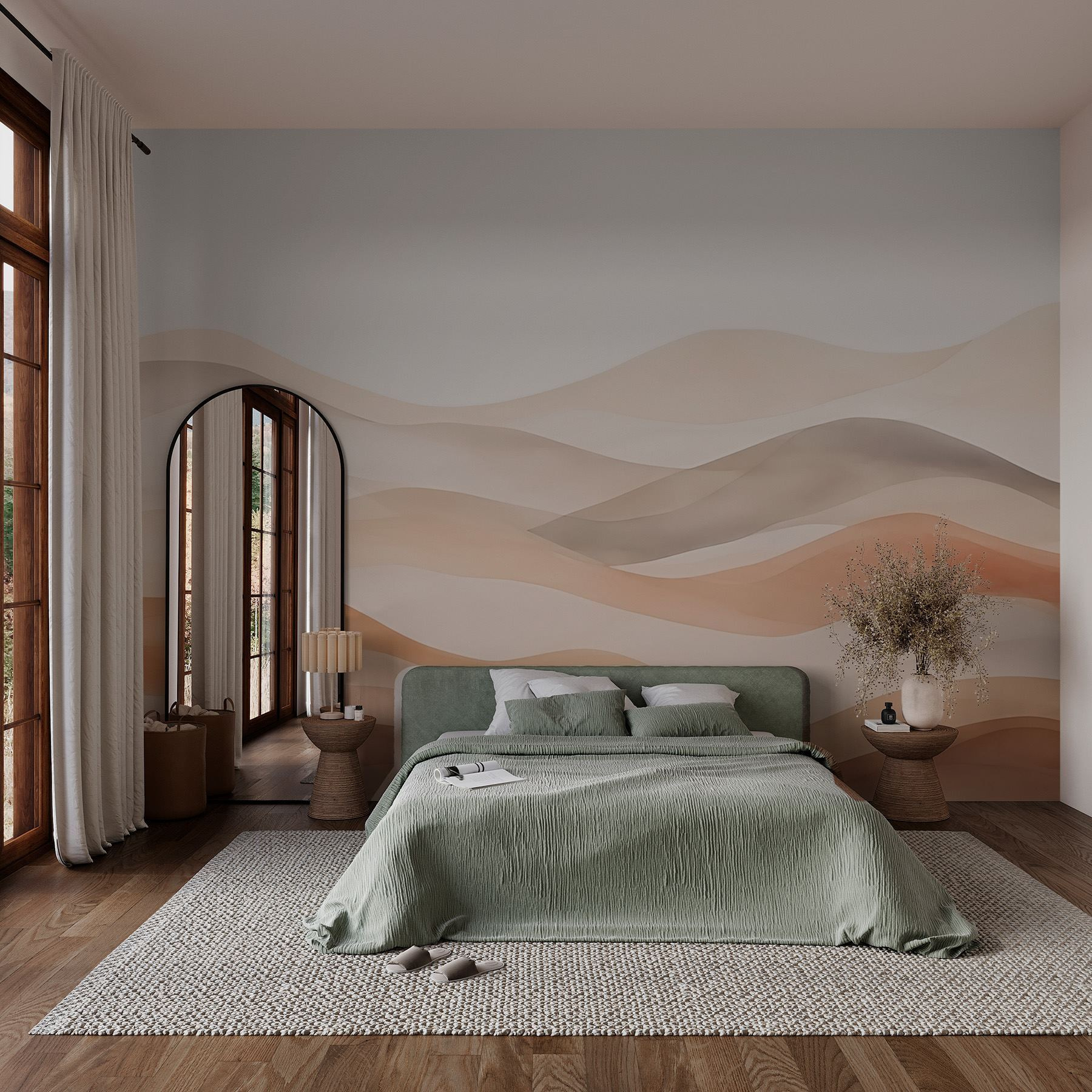 Brown and white wavy lines