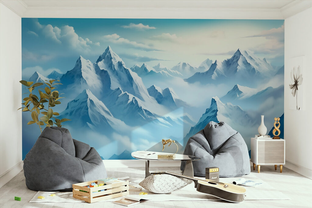 Mountain range with clouds