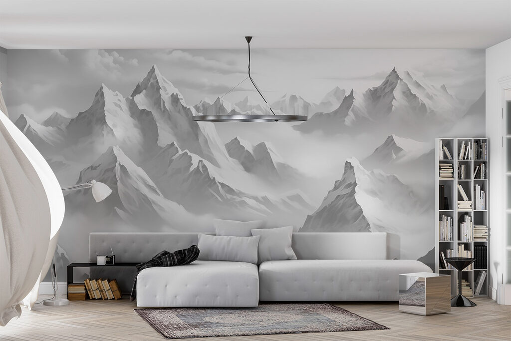 Mountain range with clouds
