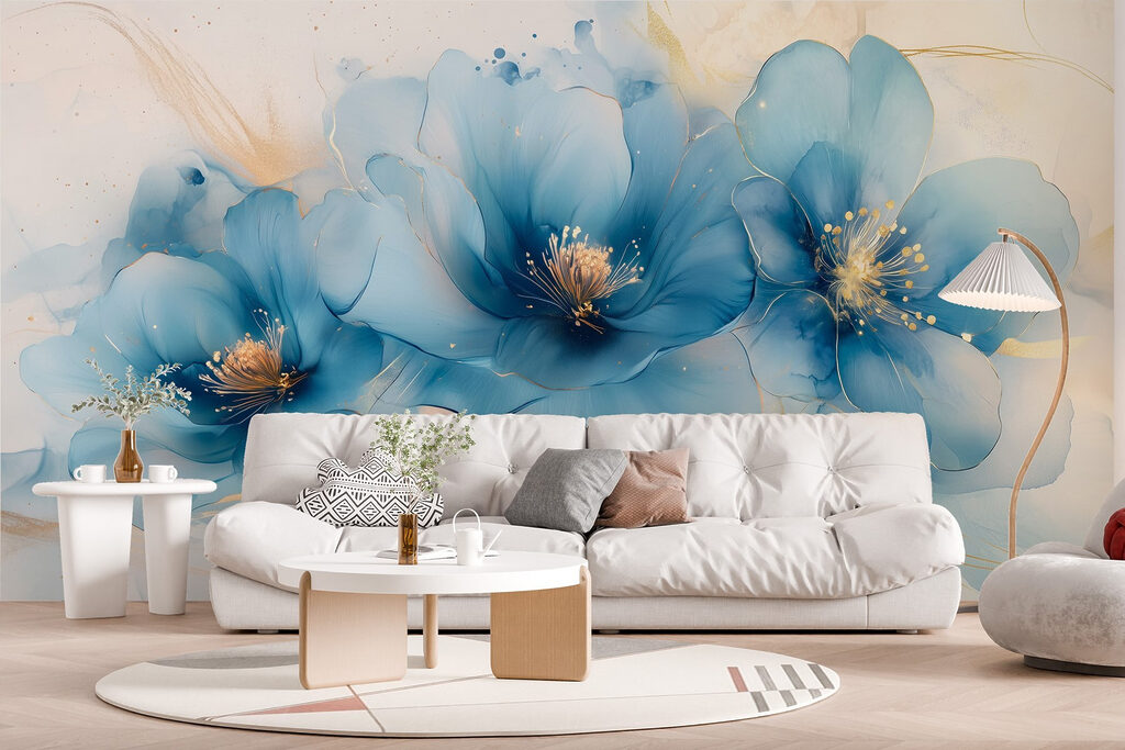 Delicate blue blossoms in soft hues