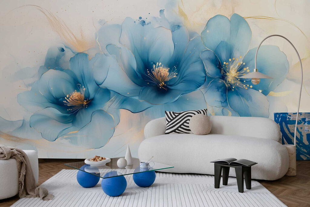 Delicate blue blossoms in soft hues