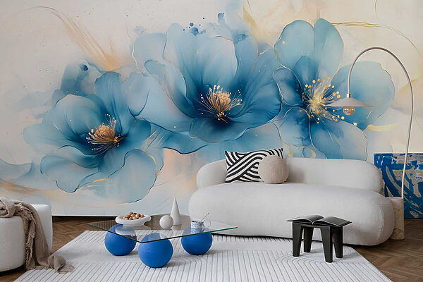 Delicate blue blossoms in soft hues