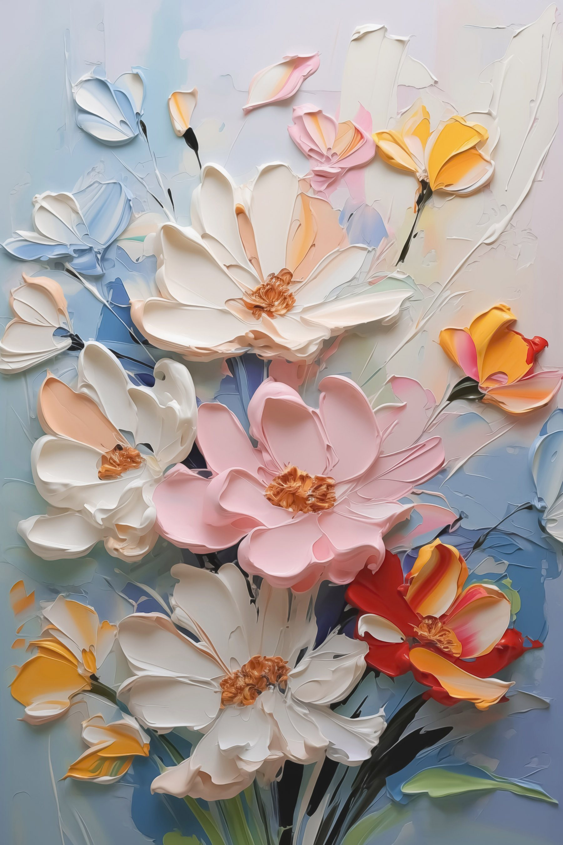 Painting of flowers on a wall Painting of flowers on a wall