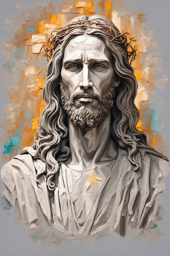 Statue of a man with a crown of thorns