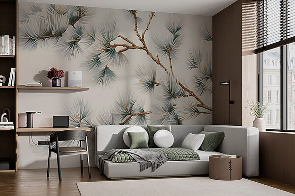 Delicadas ramas de pino expuestas Fotomurales Delicadas ramas de pino expuestas