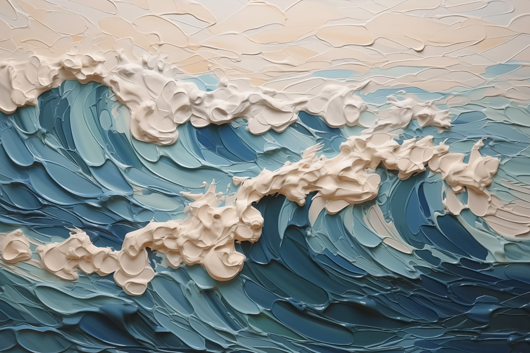 Painting of waves and clouds Painting of waves and clouds