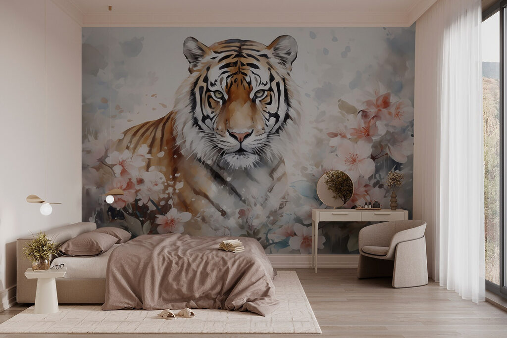 Tiger in a flowery garden Tiger in a flowery garden