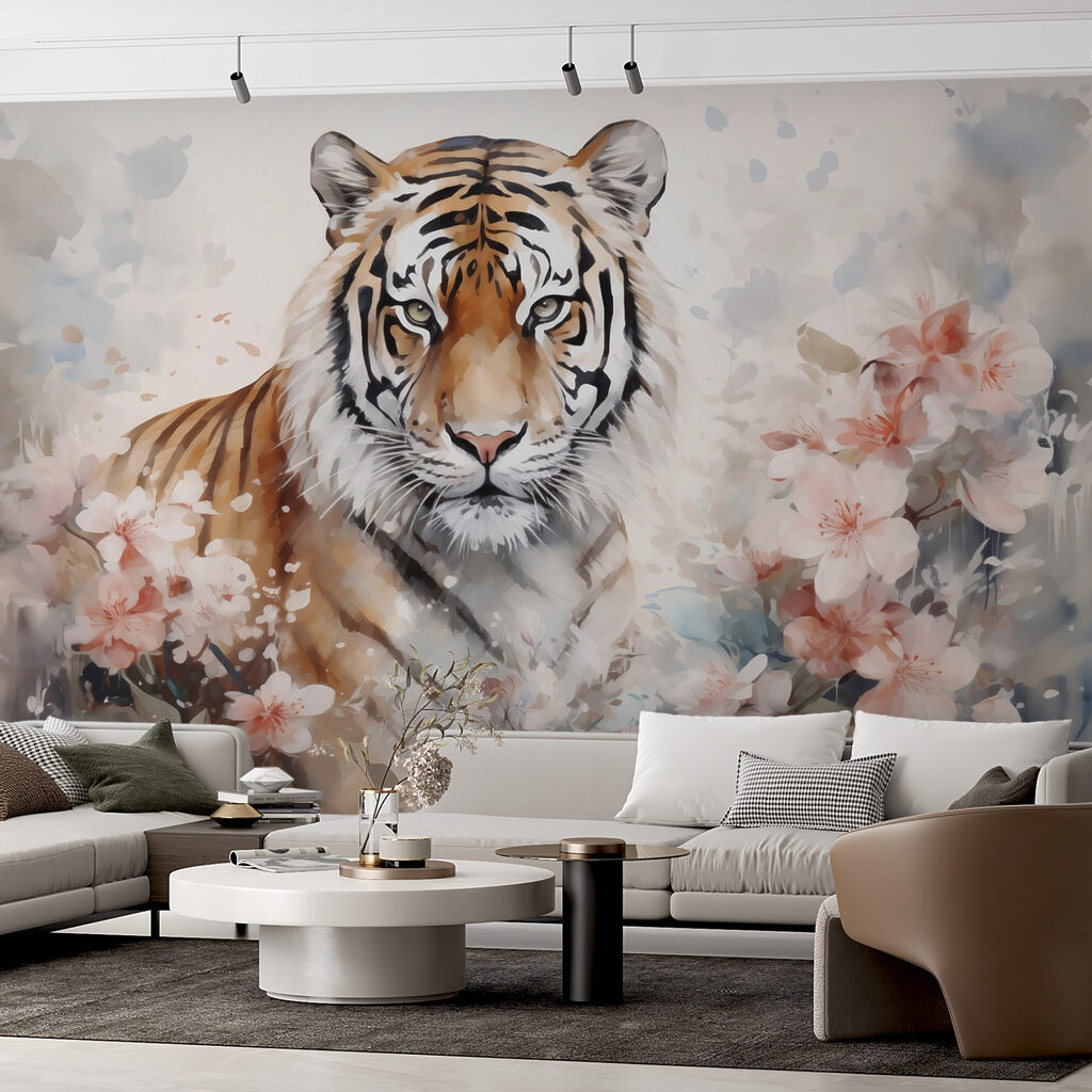 Tiger in a flowery garden Tiger in a flowery garden