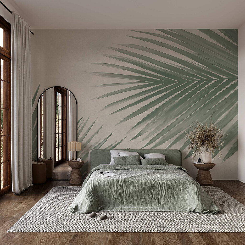 Fresh green palm leaves, nature's touch