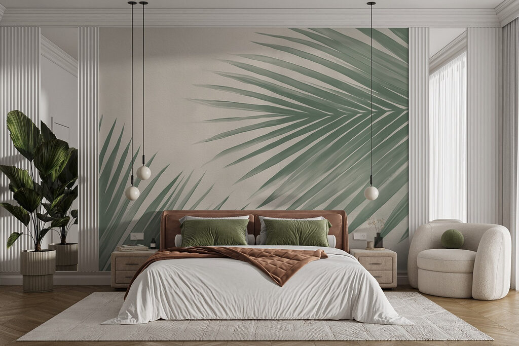 Fresh green palm leaves, nature's touch