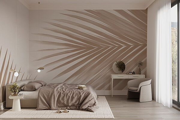 Elegantes hojas de palmera sobre un fondo suave Elegantes hojas de palmera sobre un fondo suave