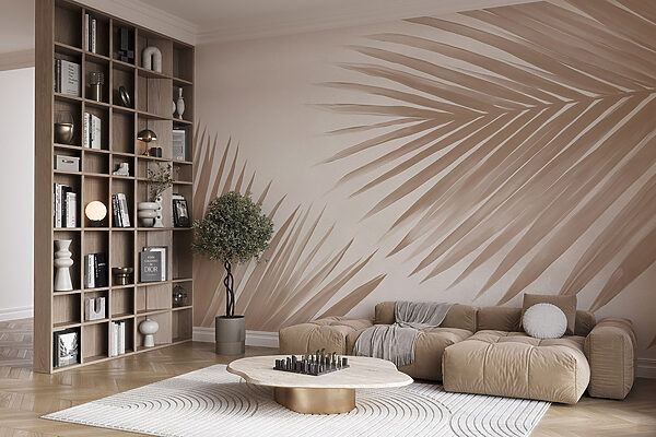 Elegantes hojas de palmera sobre un fondo suave Elegantes hojas de palmera sobre un fondo suave