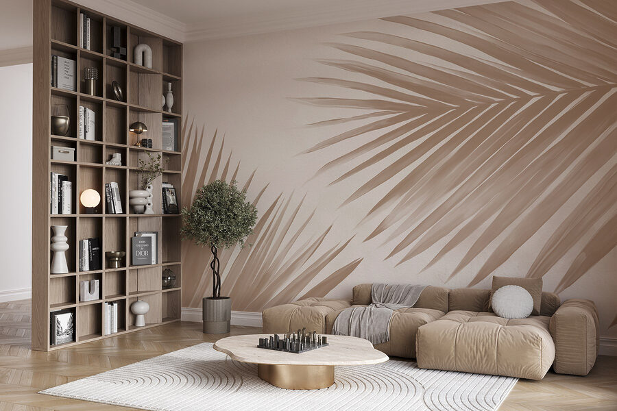 Elegantes hojas de palmera sobre un fondo suave