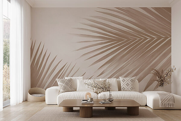 Elegantes hojas de palmera sobre un fondo suave Elegantes hojas de palmera sobre un fondo suave