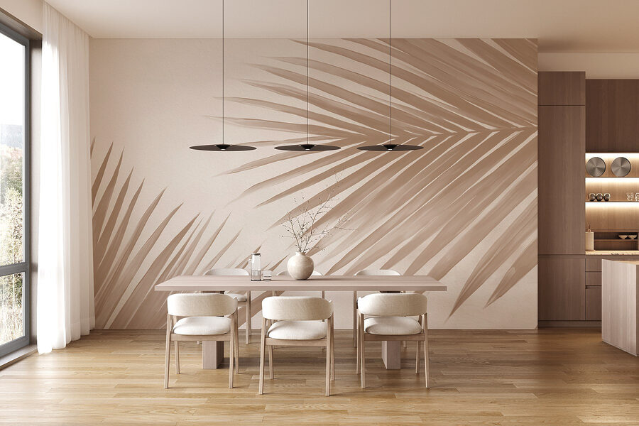 Elegantes hojas de palmera sobre un fondo suave