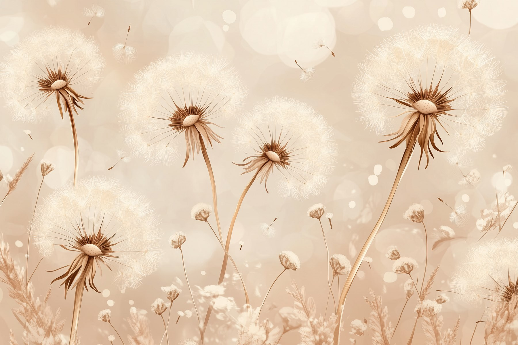 Dandelions dancing in the gentle breeze