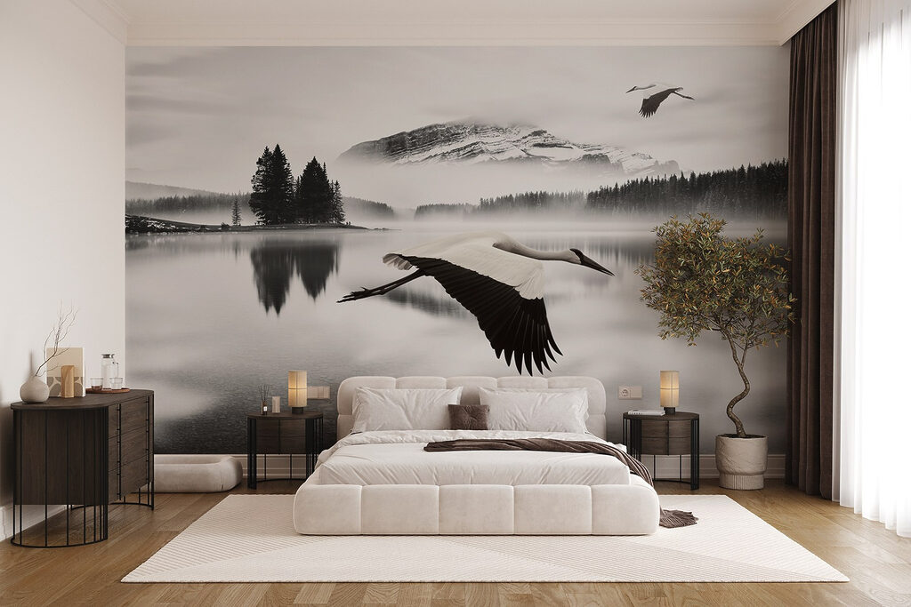 Bird flying over water