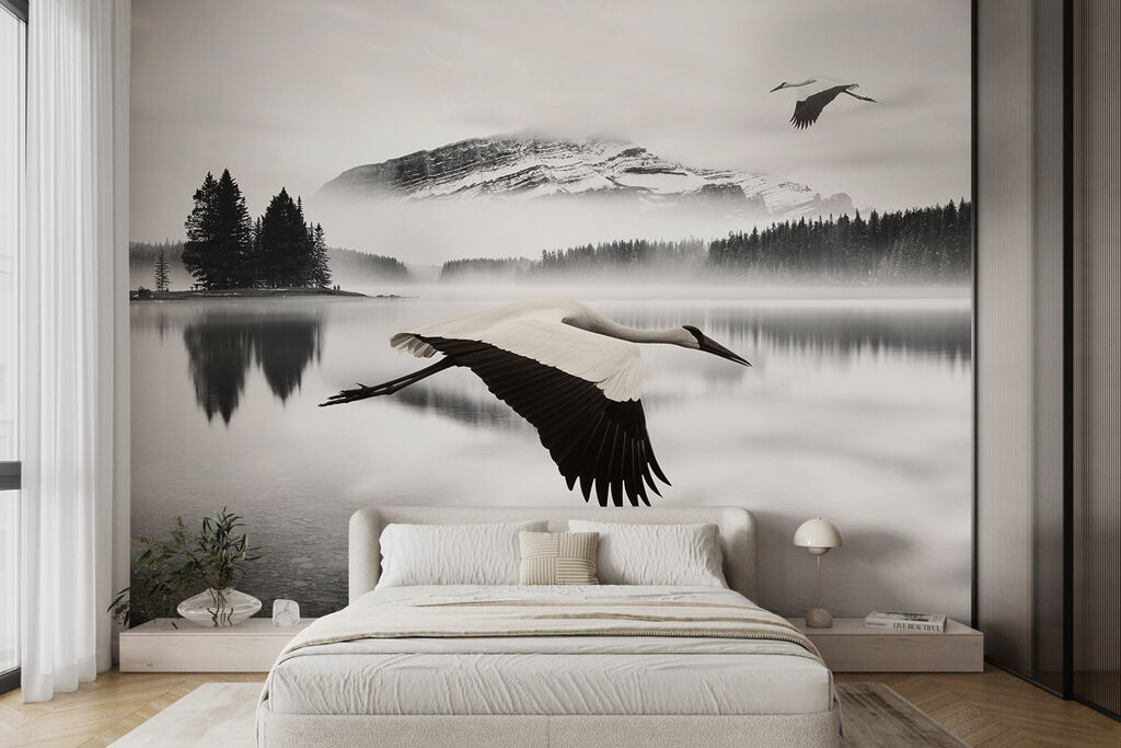 Bird flying over water