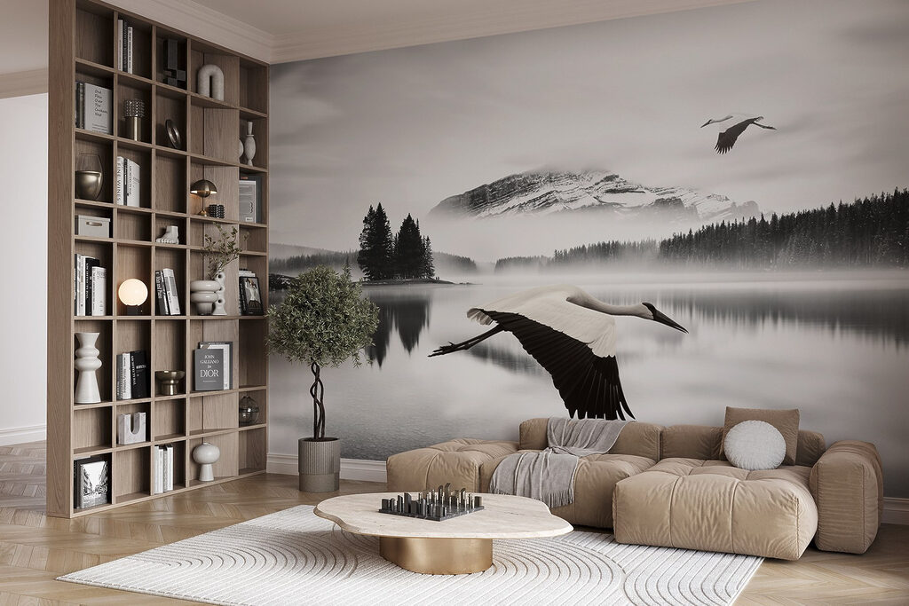 Bird flying over water