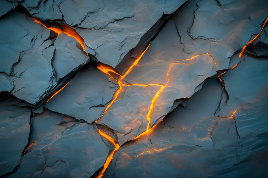 Fotomurales Roca agrietada con iluminación naranja - Imagen 5