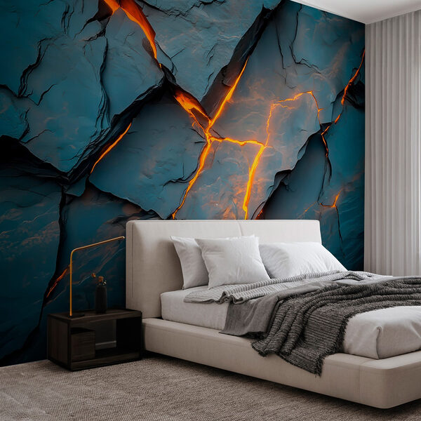 Fotomurales Fotomurales Roca agrietada con iluminación naranja (SKU: w02761)