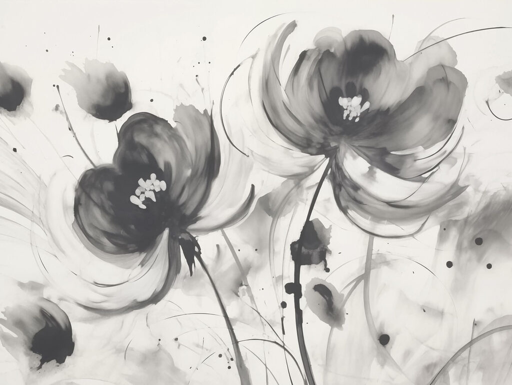 Pintura de flores sobre una superficie blanca Pintura de flores sobre una superficie blanca
