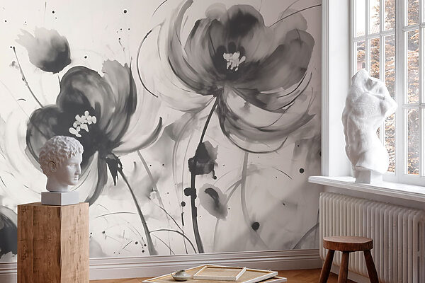 Pintura de flores sobre una superficie blanca Pintura de flores sobre una superficie blanca