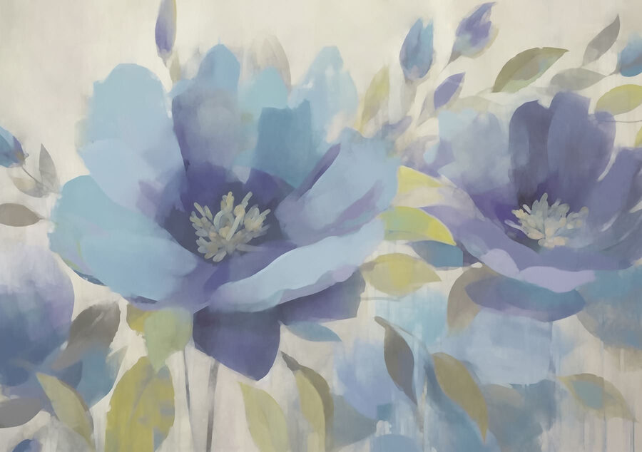 Pintura de flores y hojas