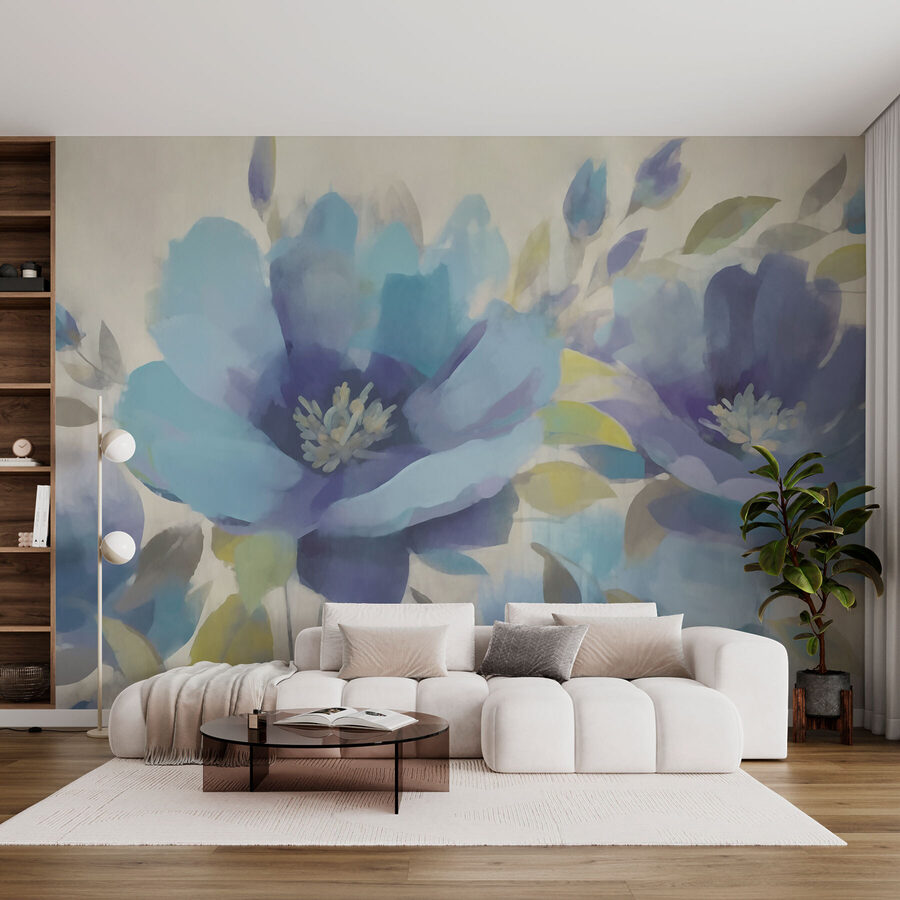 Pintura de flores y hojas