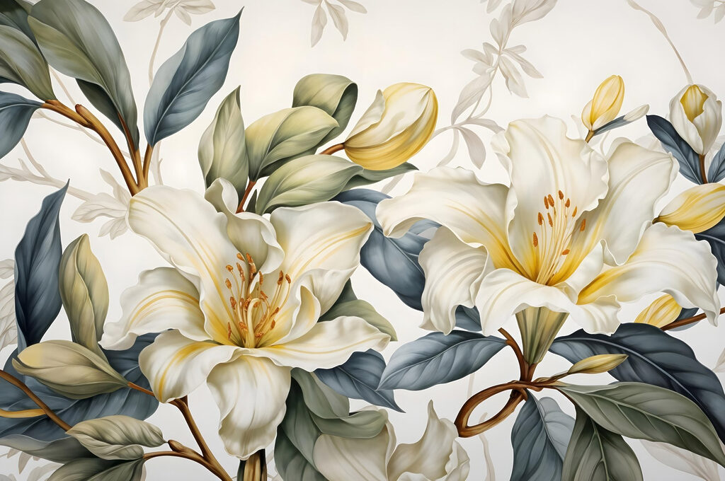 Delicate blooms amidst lush greenery