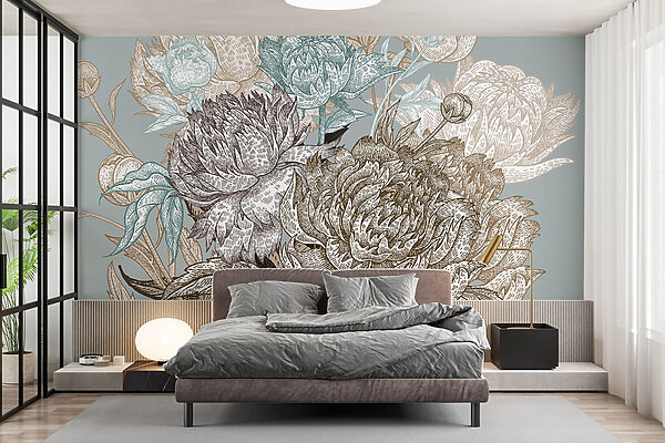 Fotomurales Fotomurales Flores delicadas en colores suaves (SKU: w08663)