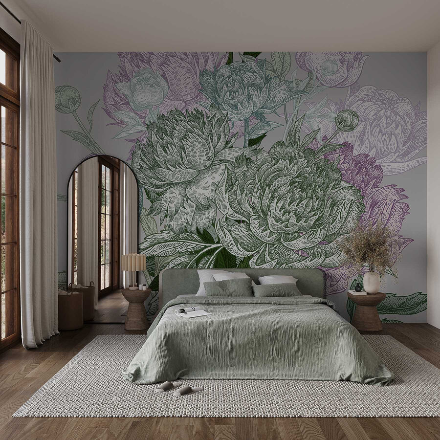 Ilustración floral vibrante con detalles