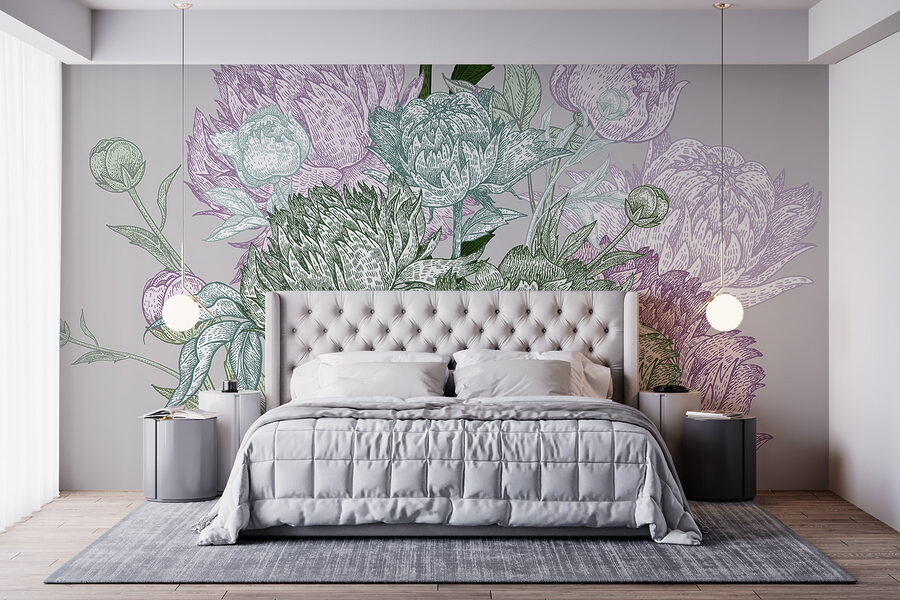 Ilustración floral vibrante con detalles