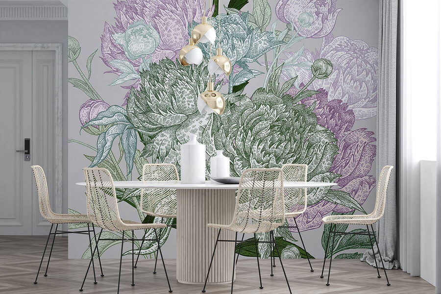 Ilustración floral vibrante con detalles