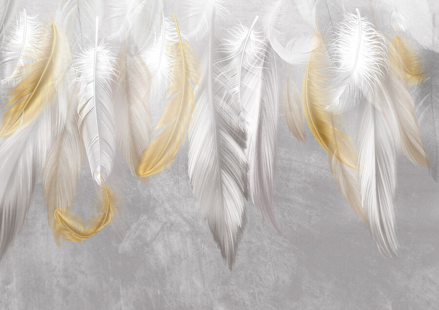 Delicadas plumas en tonos suaves.